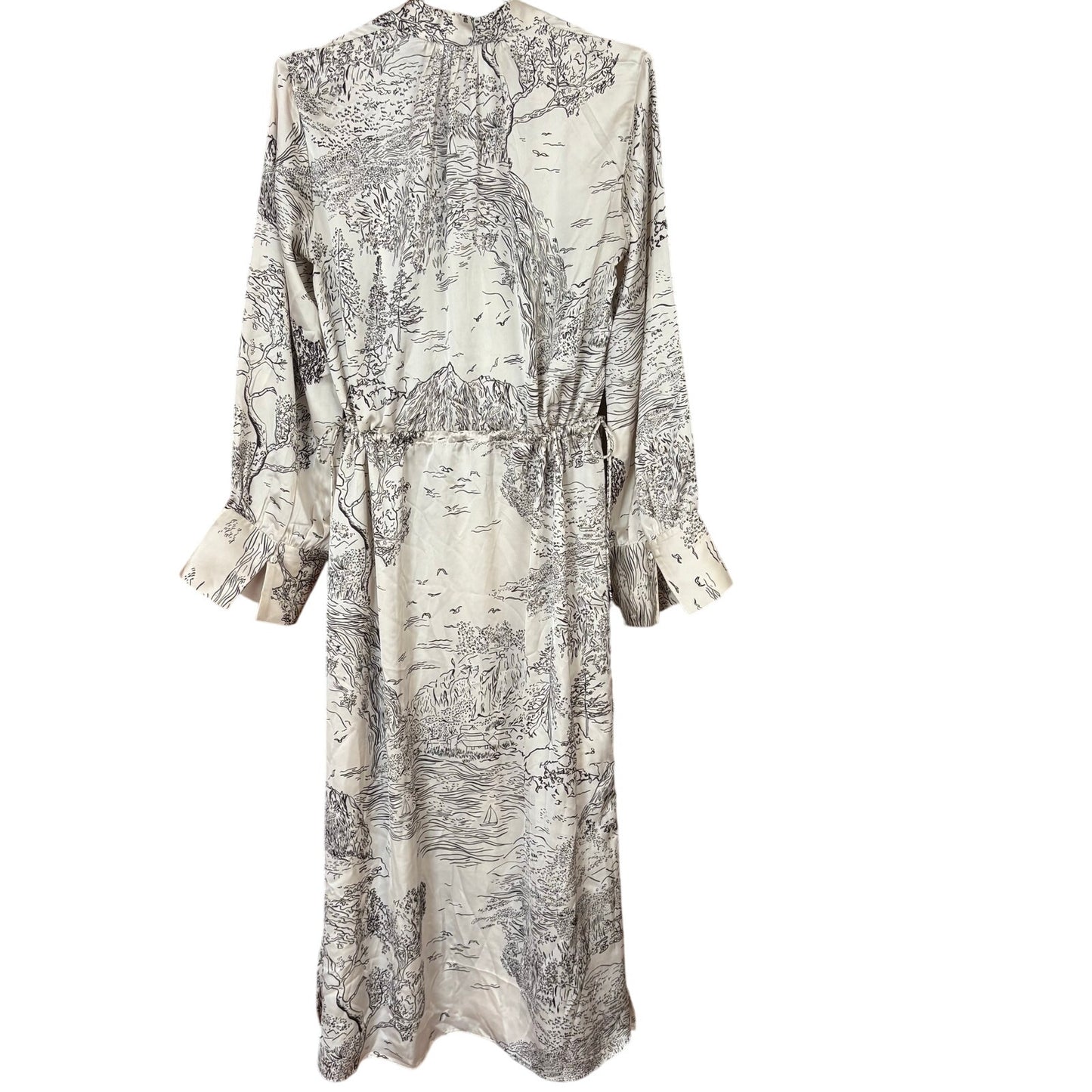 H&M cream black forest printed resort long sleeve maxi dress SIZE S