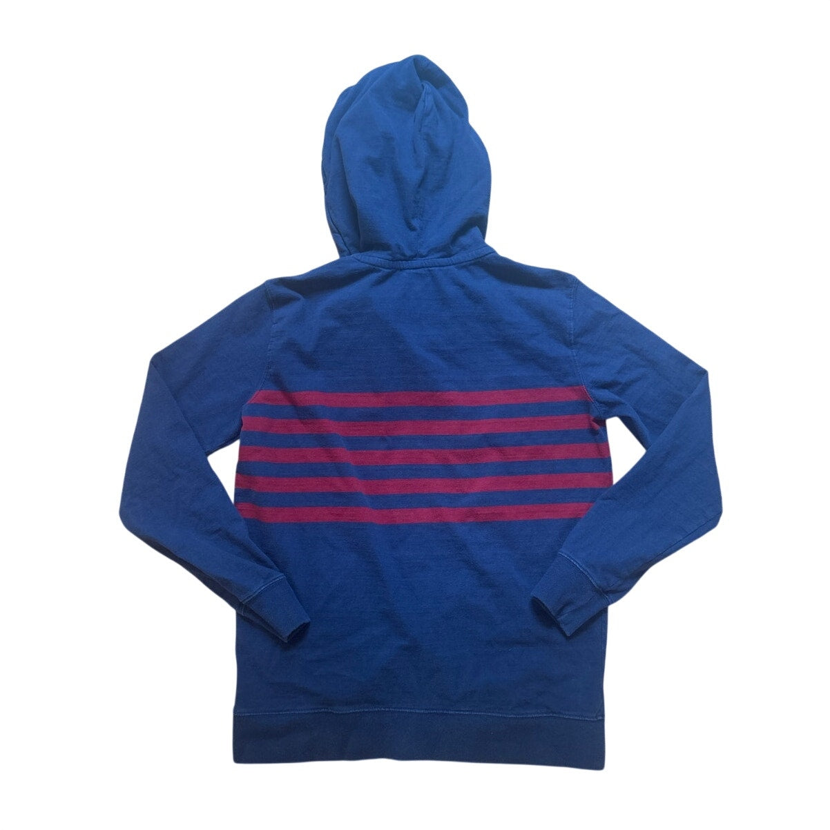 American Eagle blue red striped pullover henley rugby hooded sweatshirt SIZE M