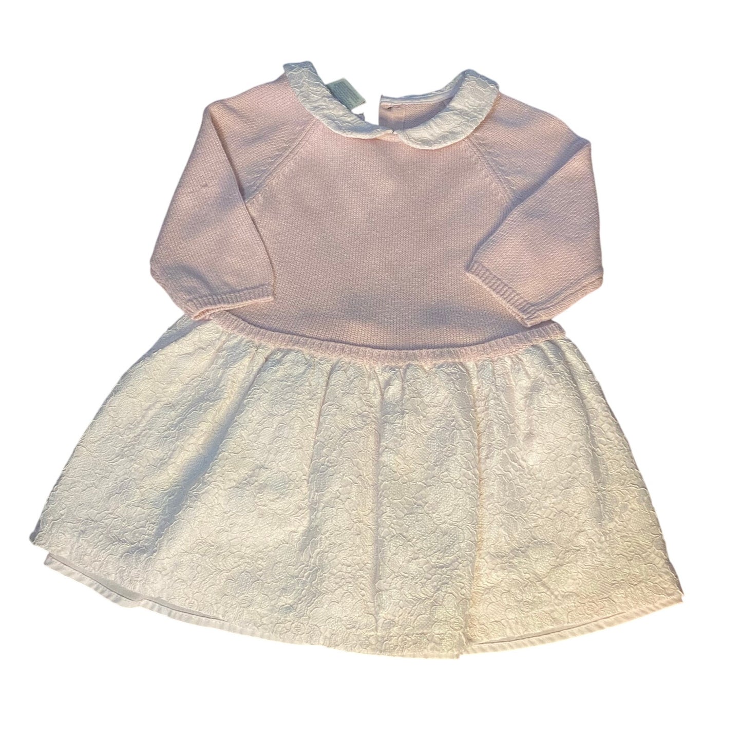 First Impressions blush pink lace bottom collar sweater dress SIZE 24M