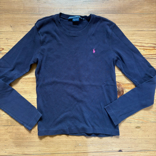 Ralph Lauren navy pink pony cotton long sleeve shirt SIZE M