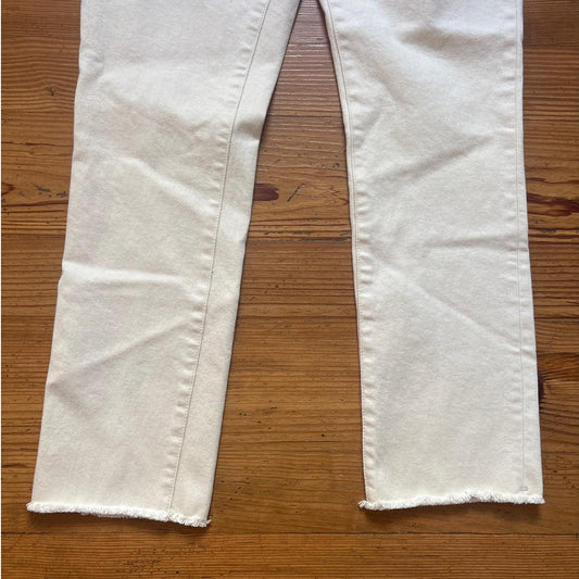 Oliver Logan ivory straight leg raw hem bottom jeans SIZE 29