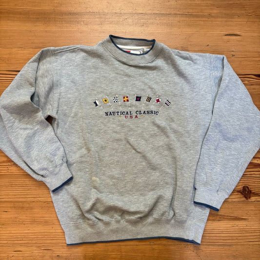 Dz Sportswear vintage gray nautical classic USA flag crew sweatshirt SIZE M