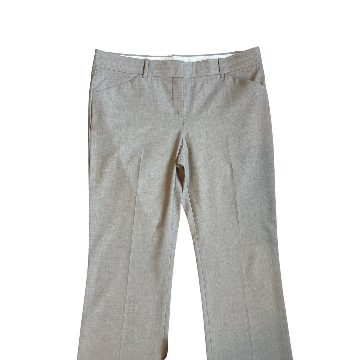 Theory beige wool straight leg mid rise trouser pants SIZE 12