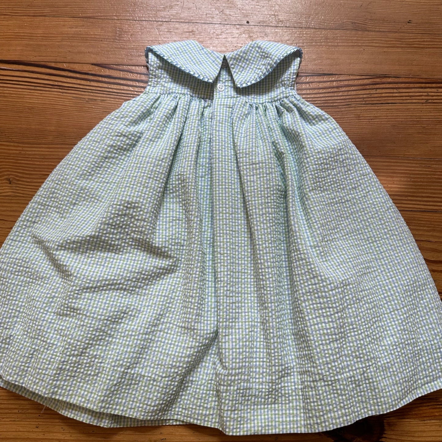 The Bailey Boys blue green checkered seersucker sleeveless dress SIZE 24M