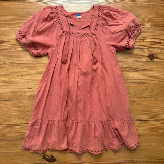 Old Navy orange cottage puff sleeve mini dress SIZE M
