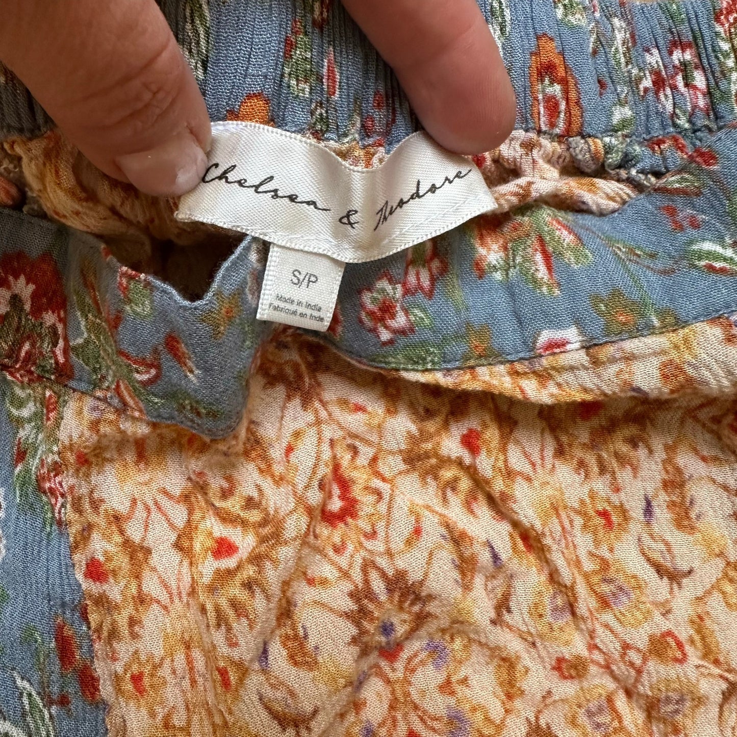 Chelsea & Theodore boho fabric floral midi skirt SIZE S