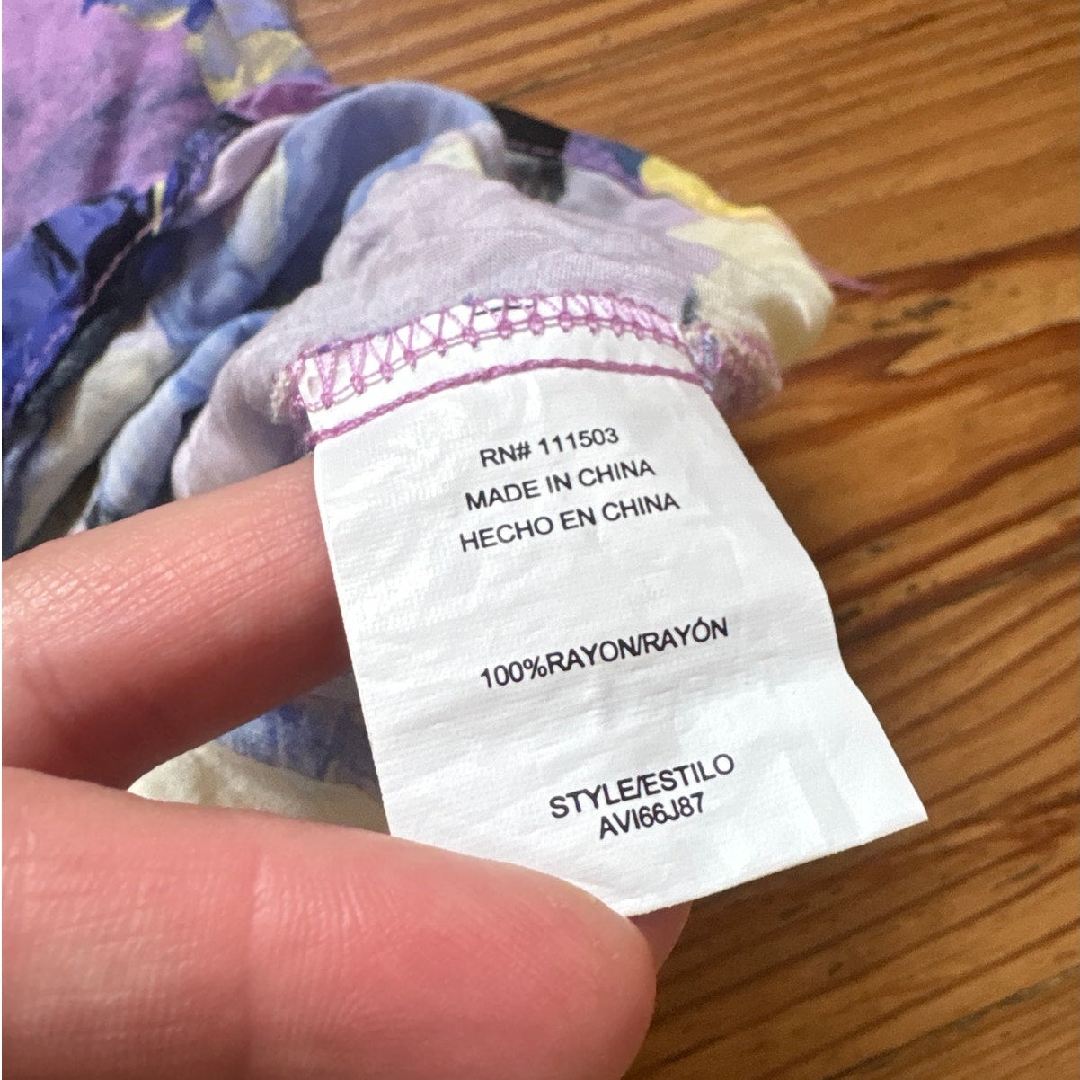 Fig & Flower purple floral ruffle quarter sleeve womens tunic blouse SIZE XL