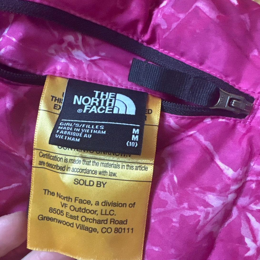 The North Face black pink reversible hooded girls puffer warm coat SIZE 10