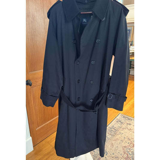 Burberry Trench Coat Black Cotton Liner size 48 L Authentic