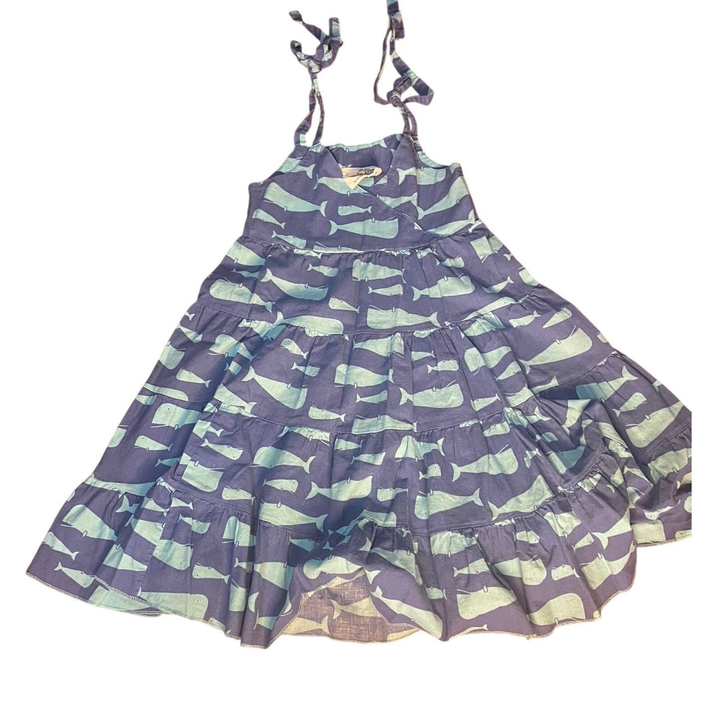 Corky's Kids blue whale adjustable tie strap tiered dress SIZE 2T