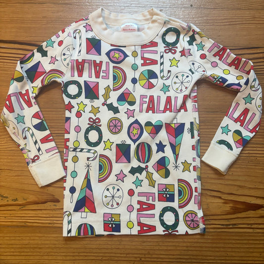 Hanna Andersson white Christmas graphic long sleeve pajama shirt SIZE 4