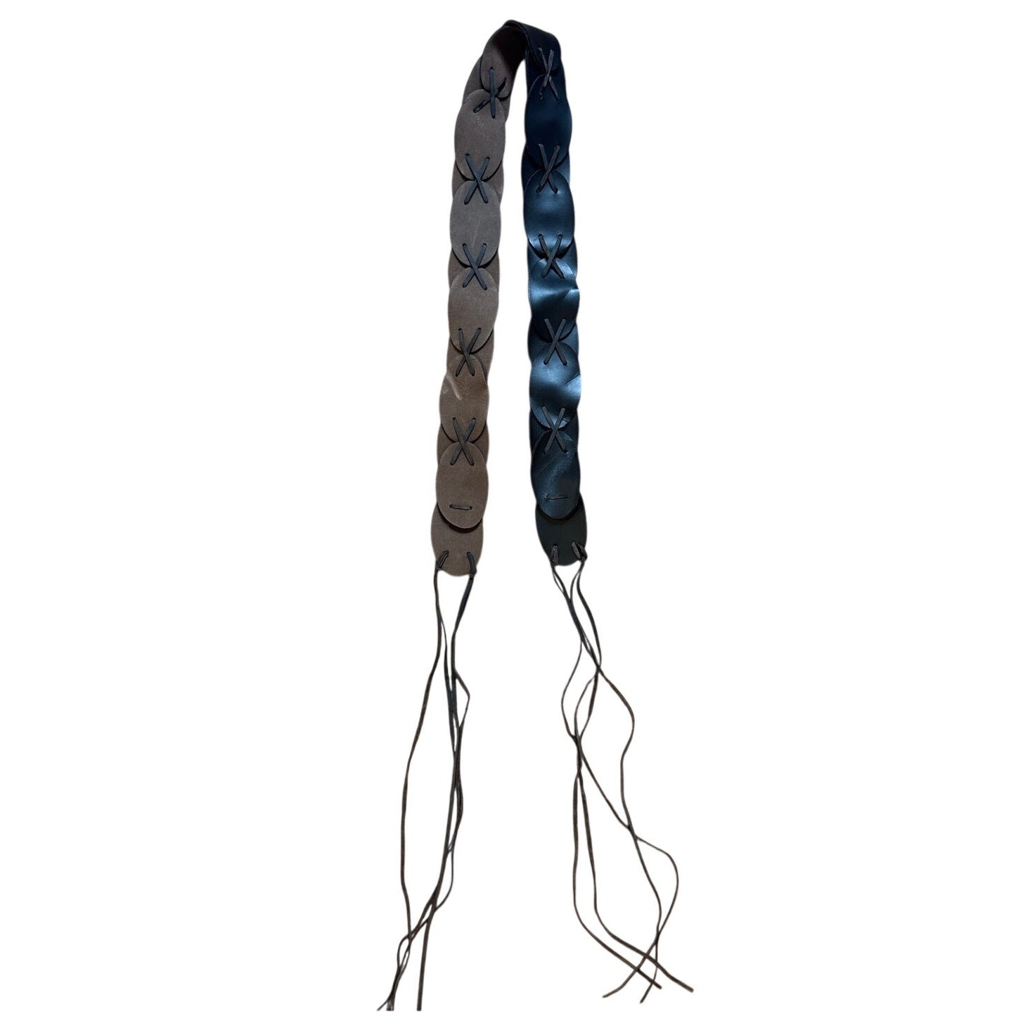 VTG brown leather western cowboy tie belt