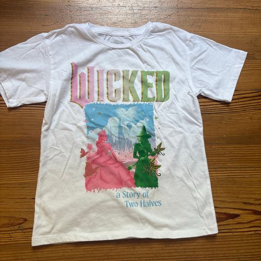 Wicked white graphic short sleeve cotton girls shirt SIZE 7