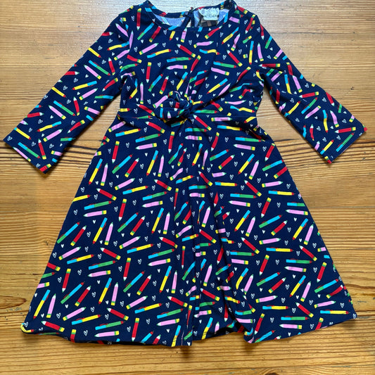Rare Editions blue colorful pencil pattern long sleeve girls dress SIZE 6