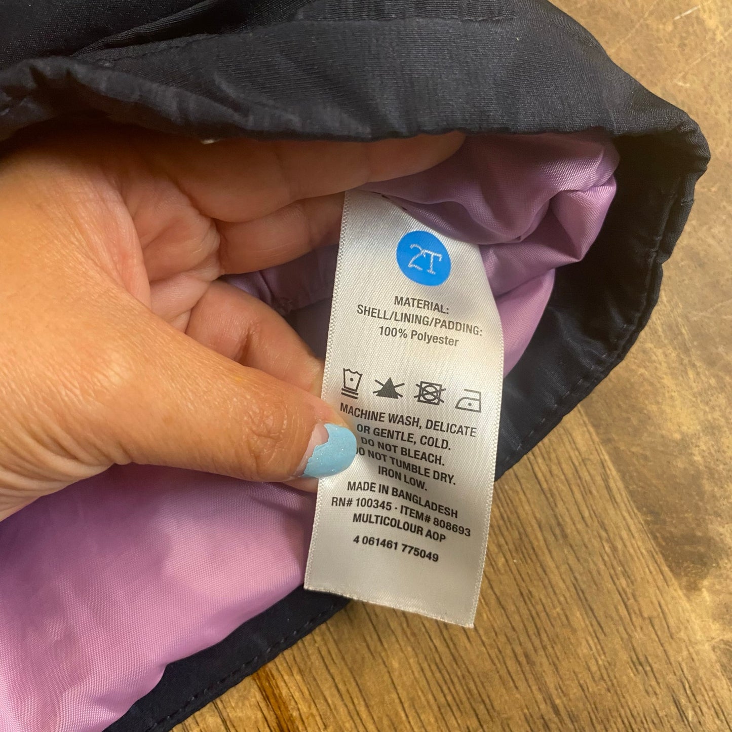 Lilly & Dan teal blue purple fleece lined hooded toddler winter coat SIZE 2T