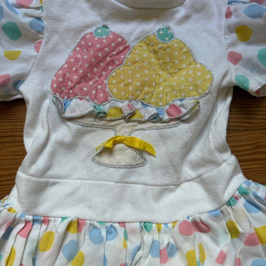 Tickle Me vintage 90s white ice cream sundae polka dot shirt SIZE 12M
