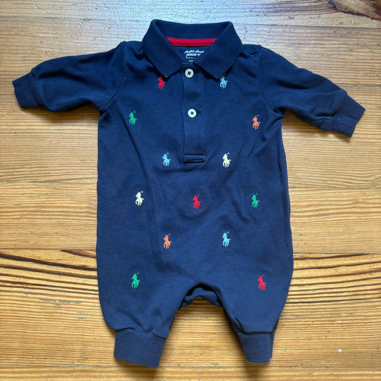 Polo Ralph Lauren blue colorful pony embroidered polo bodysuit SIZE NB