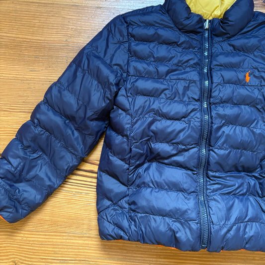 Polo Ralph Lauren reversible navy orange full zip puffer coat SIZE 6