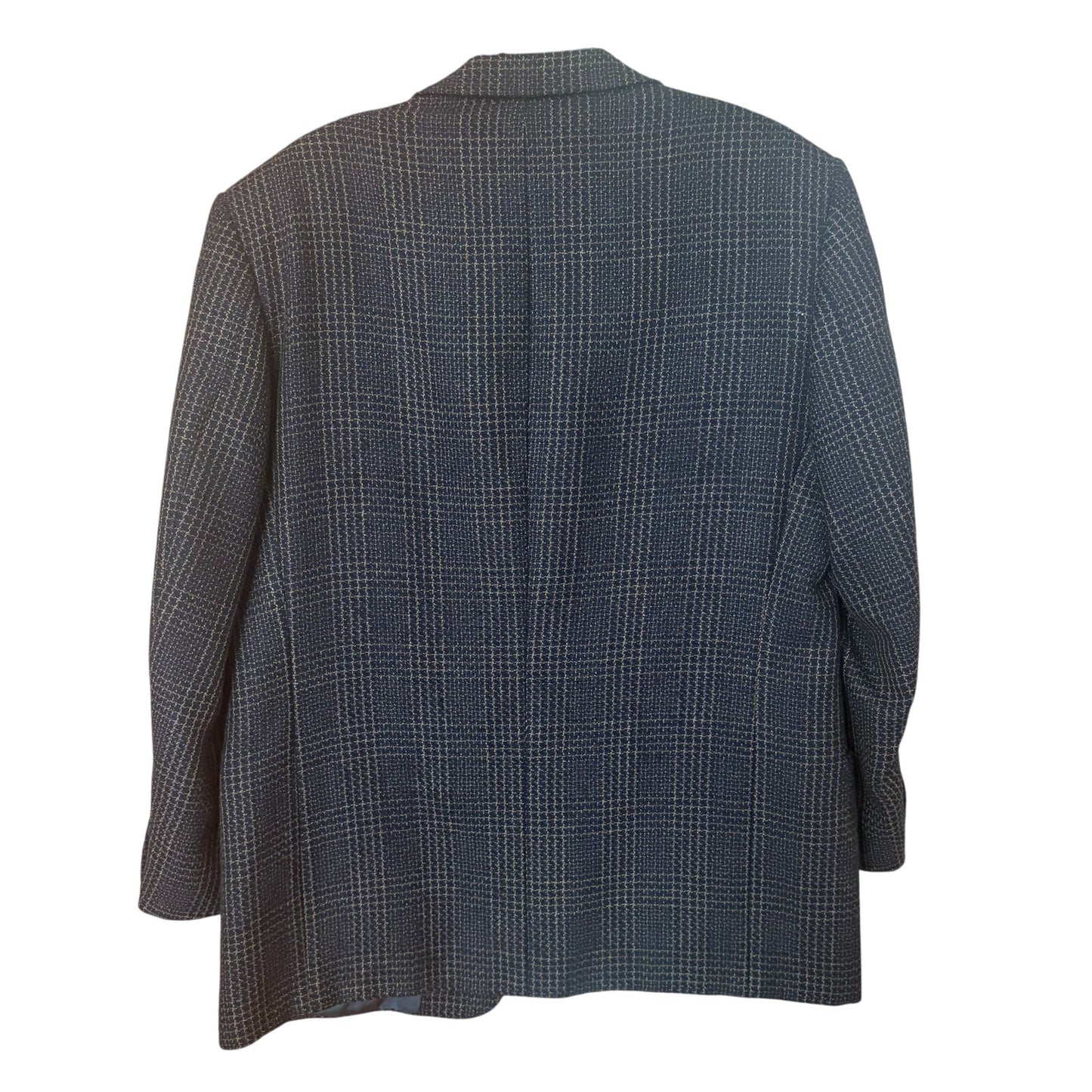 Terzo Uomo vintage dark blue brown tweed mens double button sport coat SIZE 42R