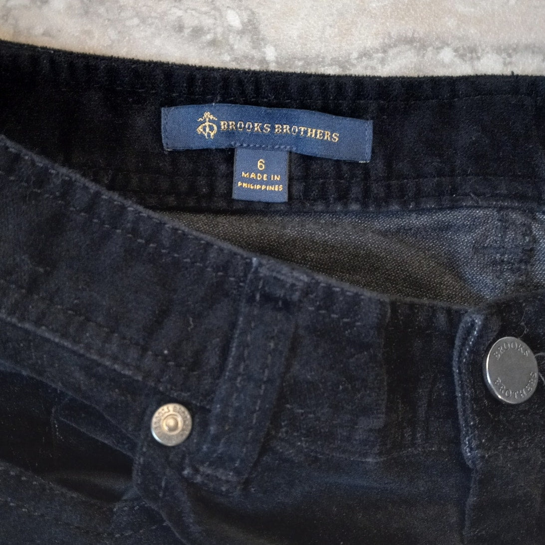 Brooks Brothers black velvet straight slim womens pants SIZE 6