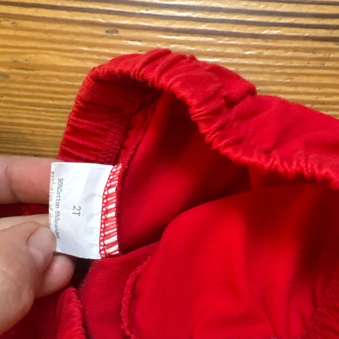 Red Christmas green checkered ruffle bottom elastic waist band pant SIZE 2T