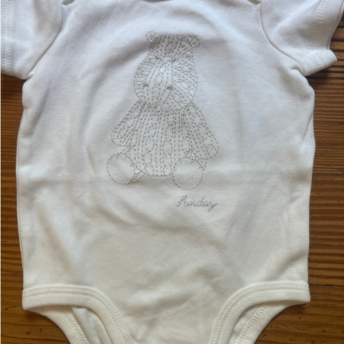 Ralph Lauren white gray animal stitched short sleeve cotton bodysuit SIZE 3M