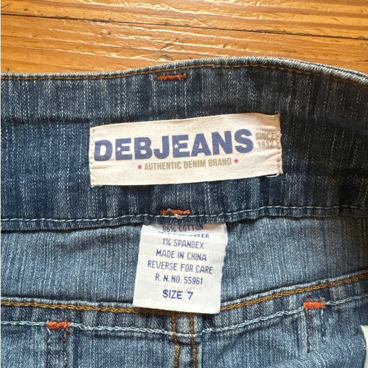 Y2K Deb Jeans medium wash raw hem button zip fly denim mini skirt SIZE 7