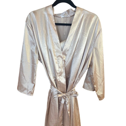 Boutique blush pink adjustable slip dress matching tie robe set SIZE XL