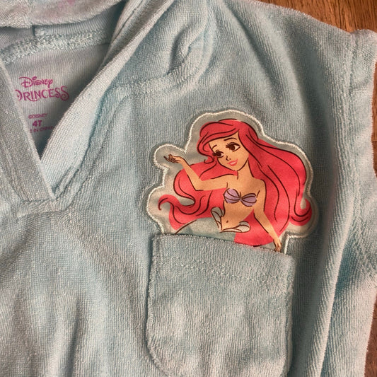 Disney Princess The Little Mermaid light blue short sleeve swimsuit coverup SIZE 4
