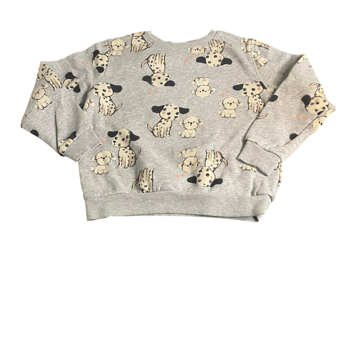 H&M gray Dalmatian hearts pattern crew pullover sweatshirt SIZE 6