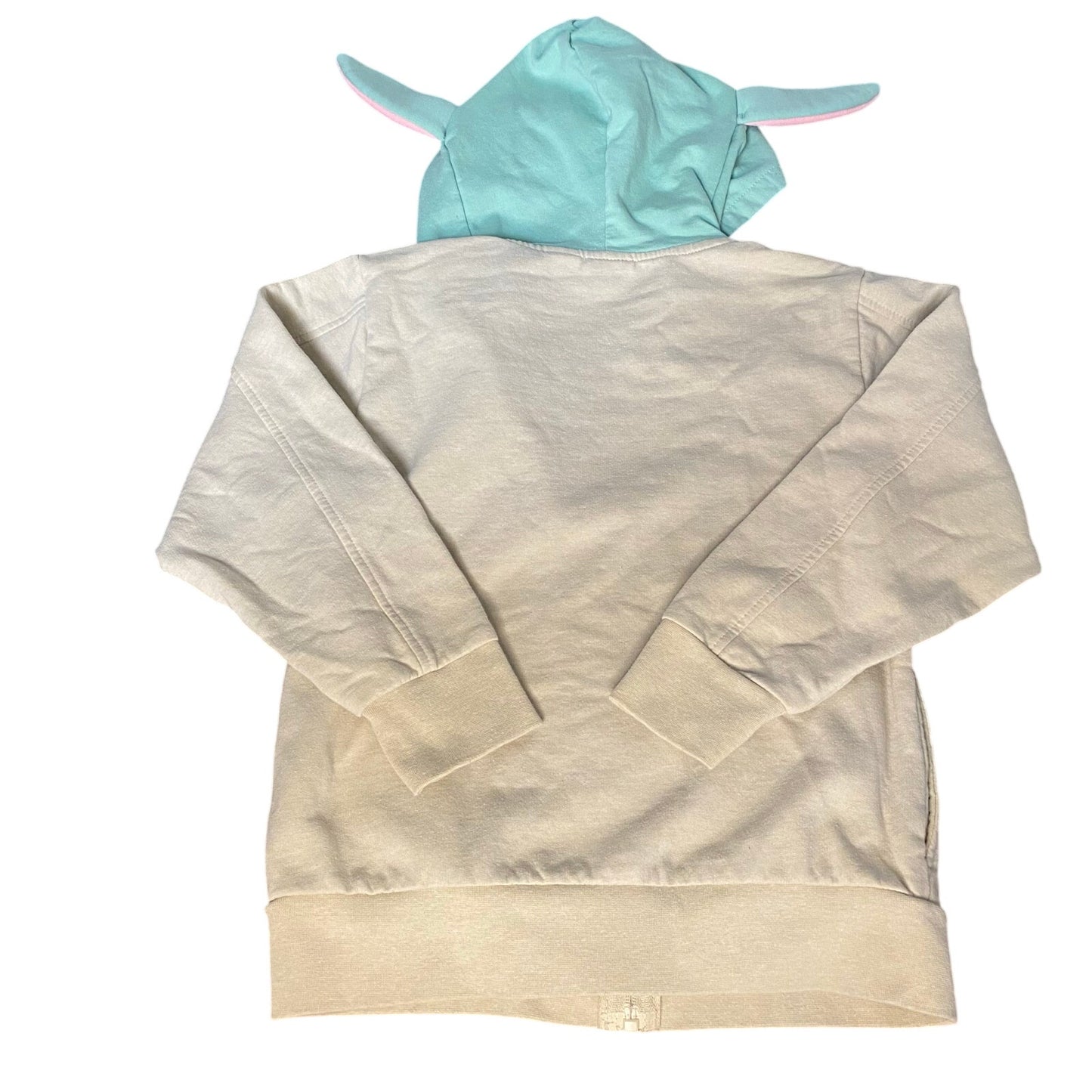 Stars Wars Yoda beige full zip hooded Yoda head sweater SIZE S