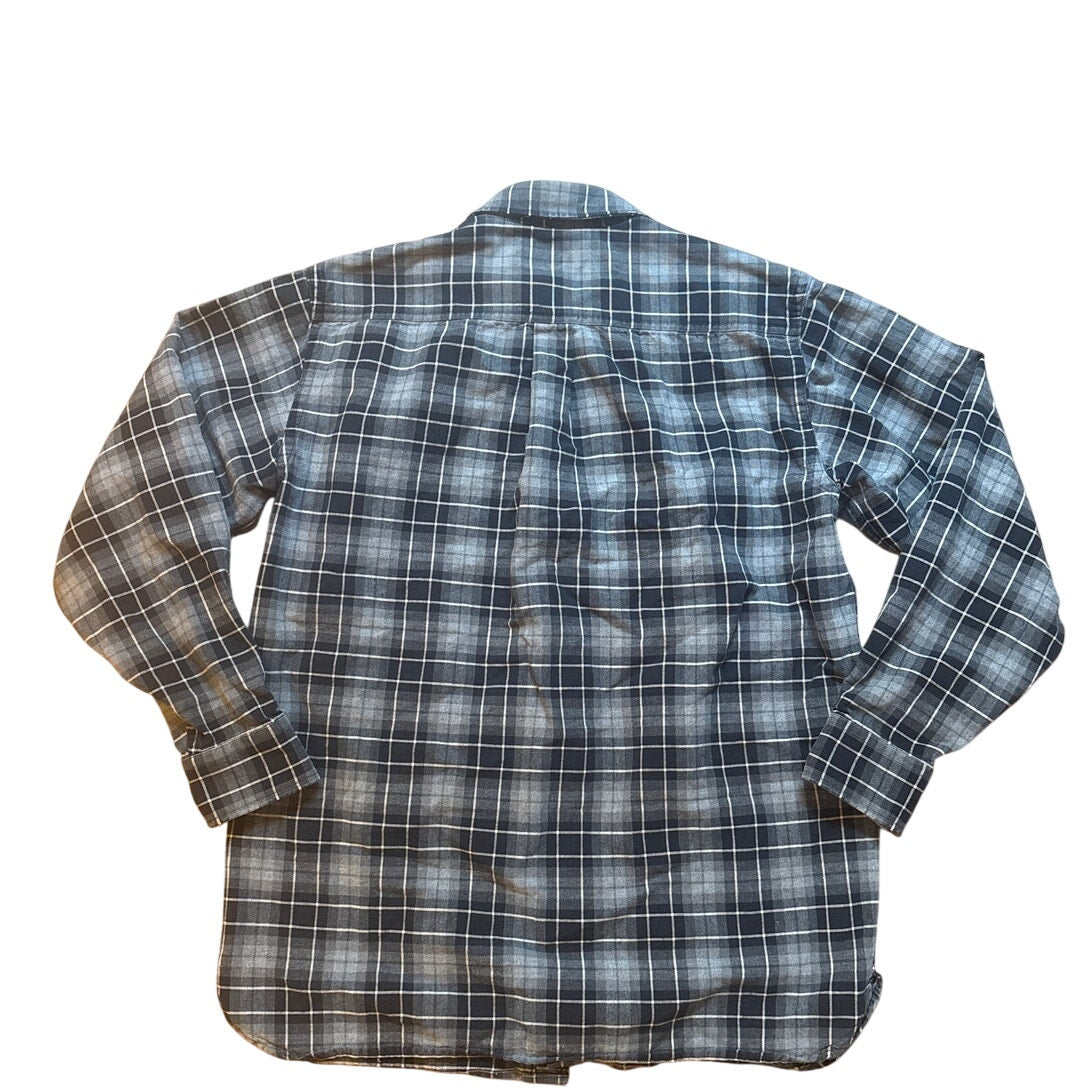 L.L. Bean VTG blue checkered long sleeve heavy cotton button up shirt SIZE M
