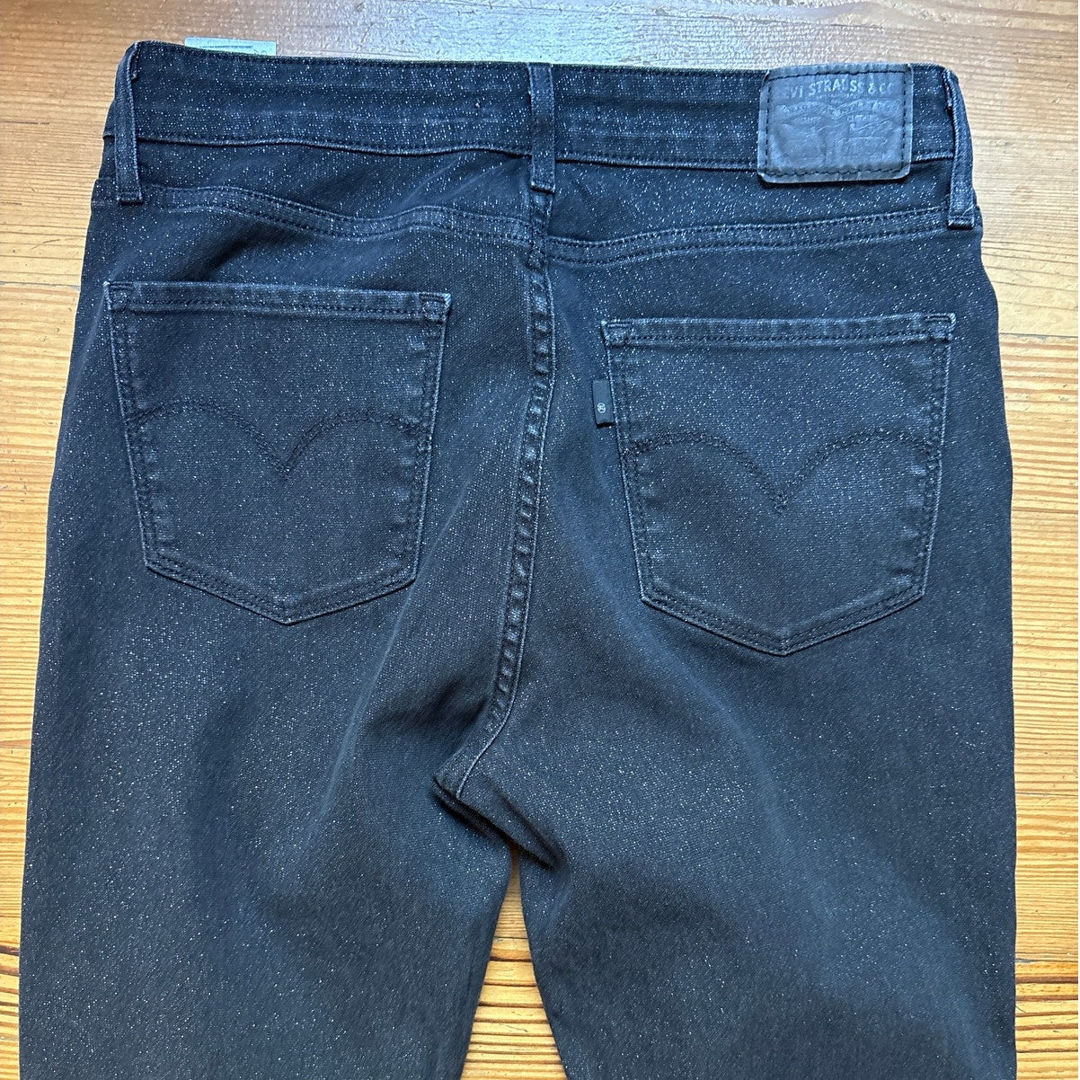 Levi's black glitter metallic threading high rise skinny jeans SIZE 30