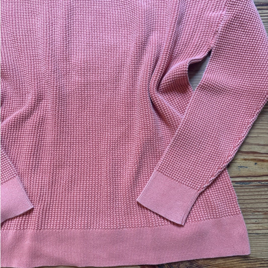 L.L.Bean y2k orange long sleeve waffle knit thermal shirt SIZE M