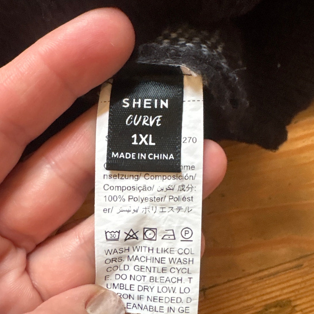 Shein black ghost Halloween chunky knit cardigan sweater SIZE 1XL