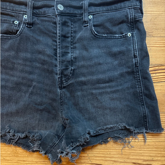 Gap black raw hem cheeky short sky high rise denim shorts SIZE 12