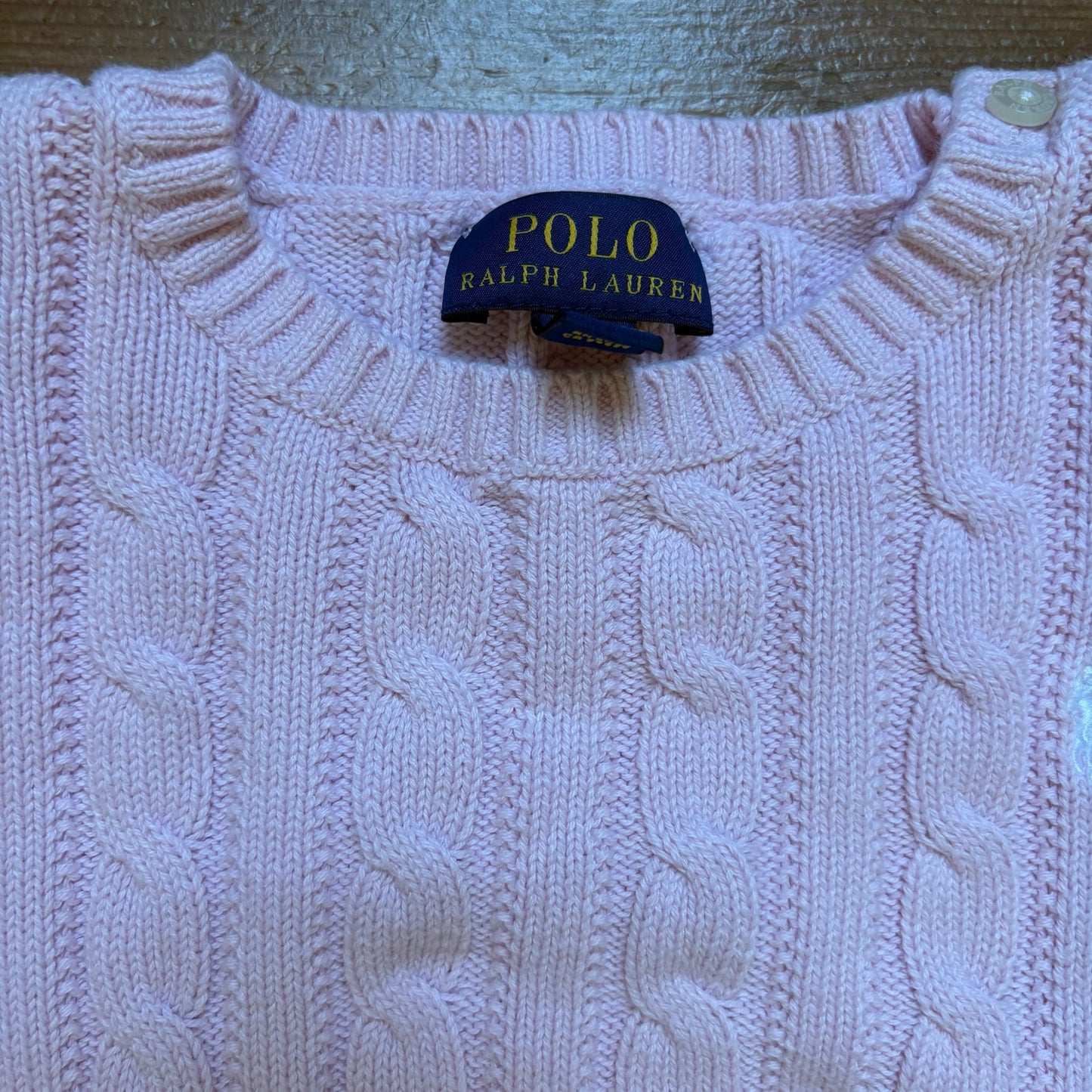 Polo Ralph Lauren light pink cable knit crew girls sweater SIZE 6