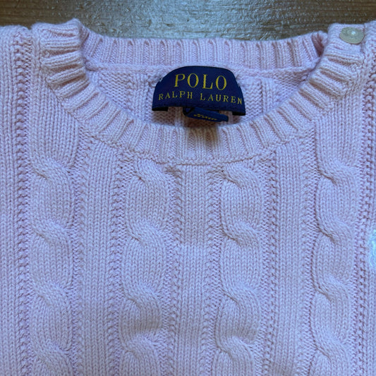 Polo Ralph Lauren light pink cable knit crew girls sweater SIZE 6