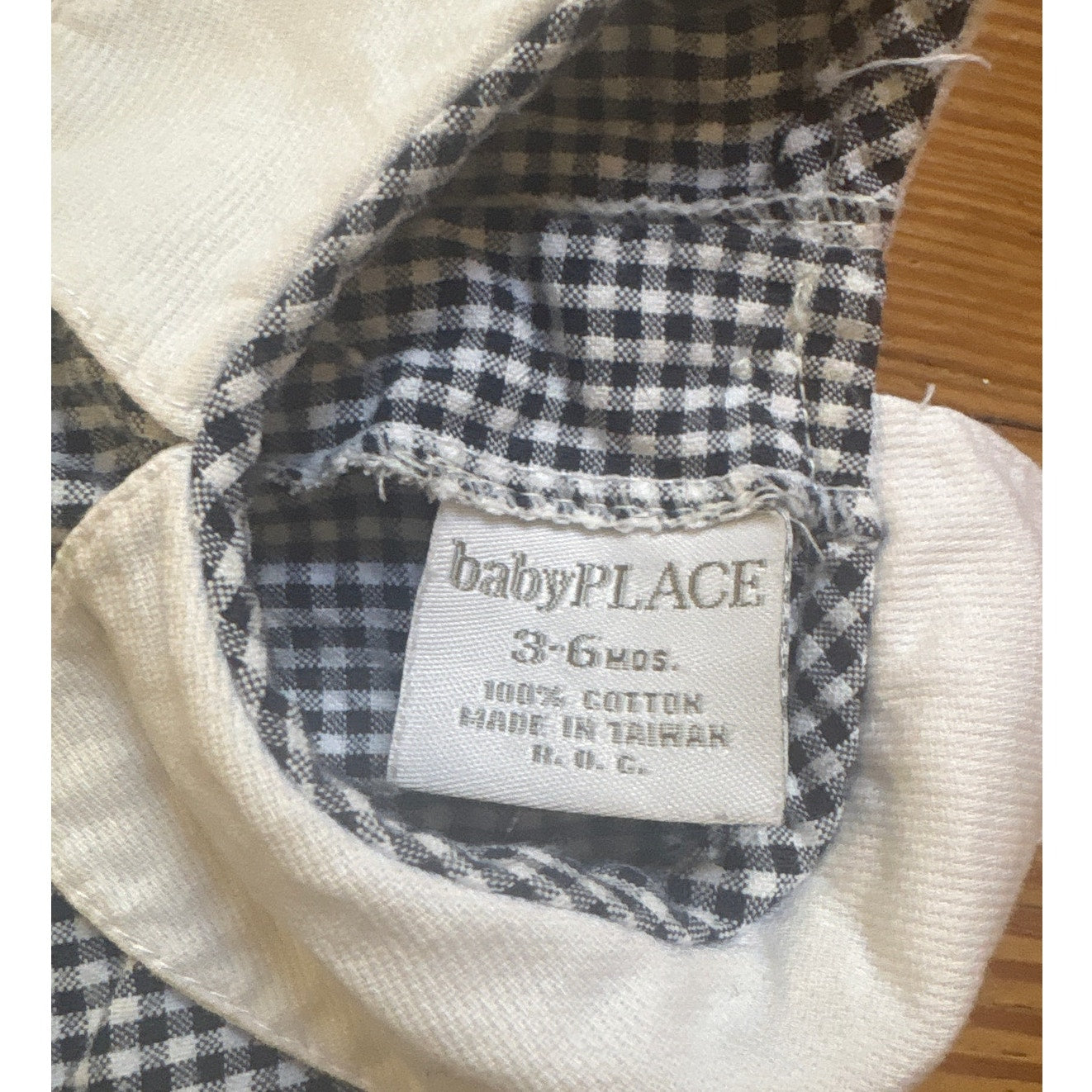 Baby Place VTG black checkered collar duck embroidered one piece SIZE 3-6M