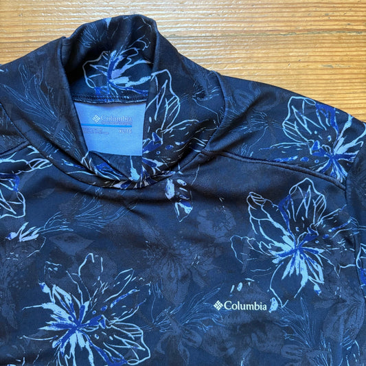 Columbia blue floral long sleeve high neck thermal shirt SIZE XL