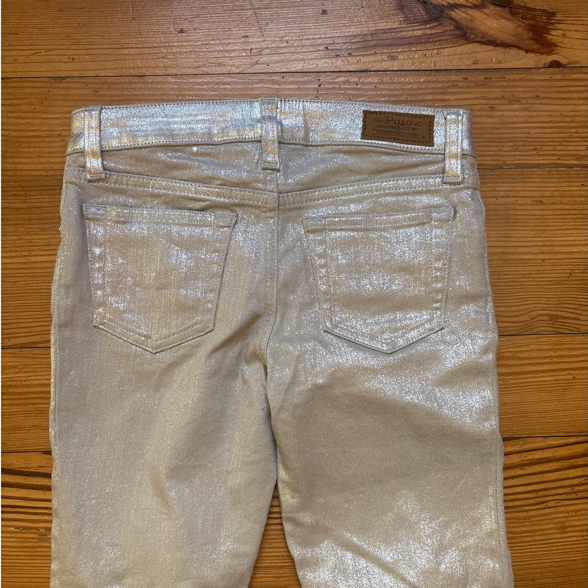 Polo Ralph Lauren Tompkins Skinny silver metallic girls jeans SIZE 10