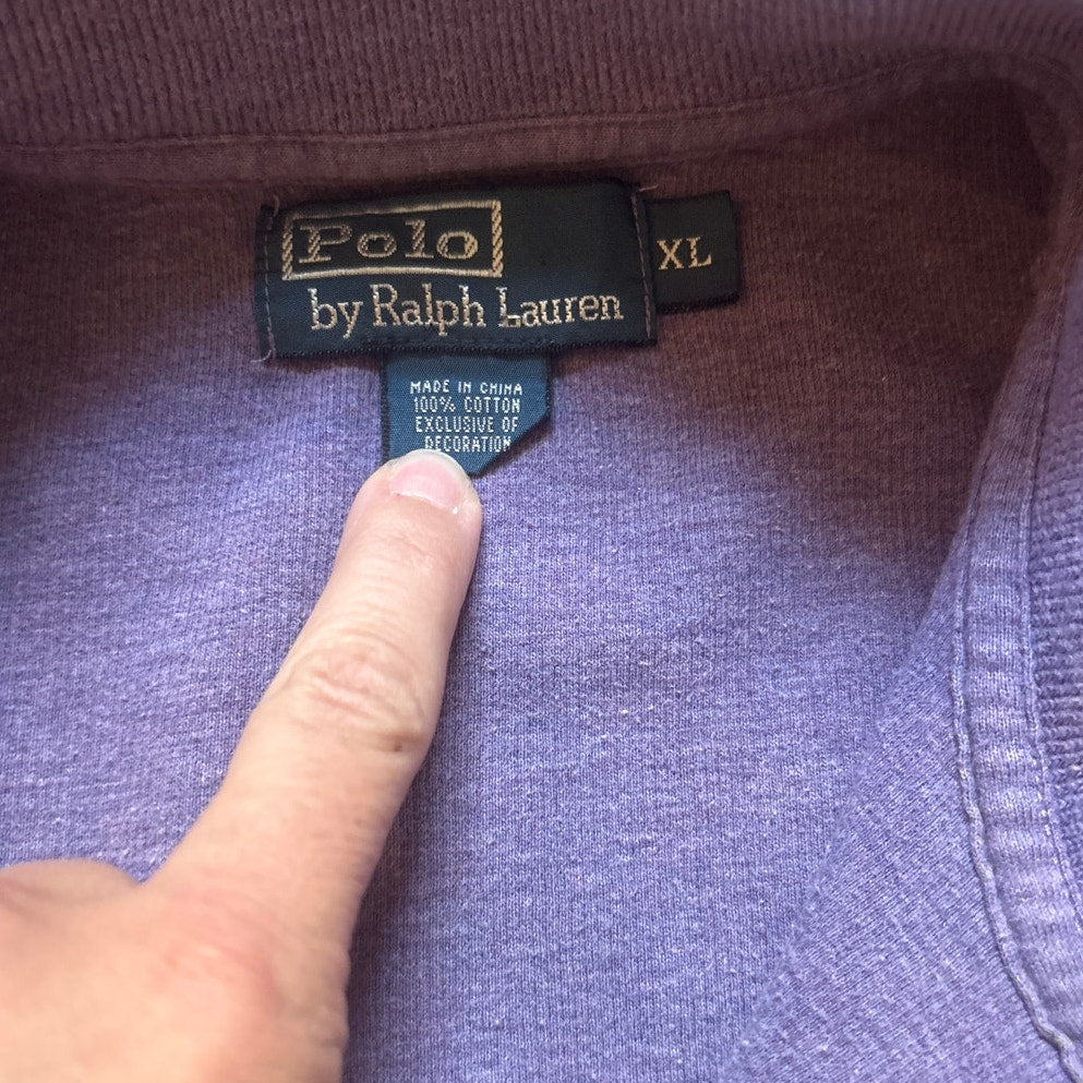 Polo Ralph Lauren light purple green pony quarter zip mens sweater SIZE XL