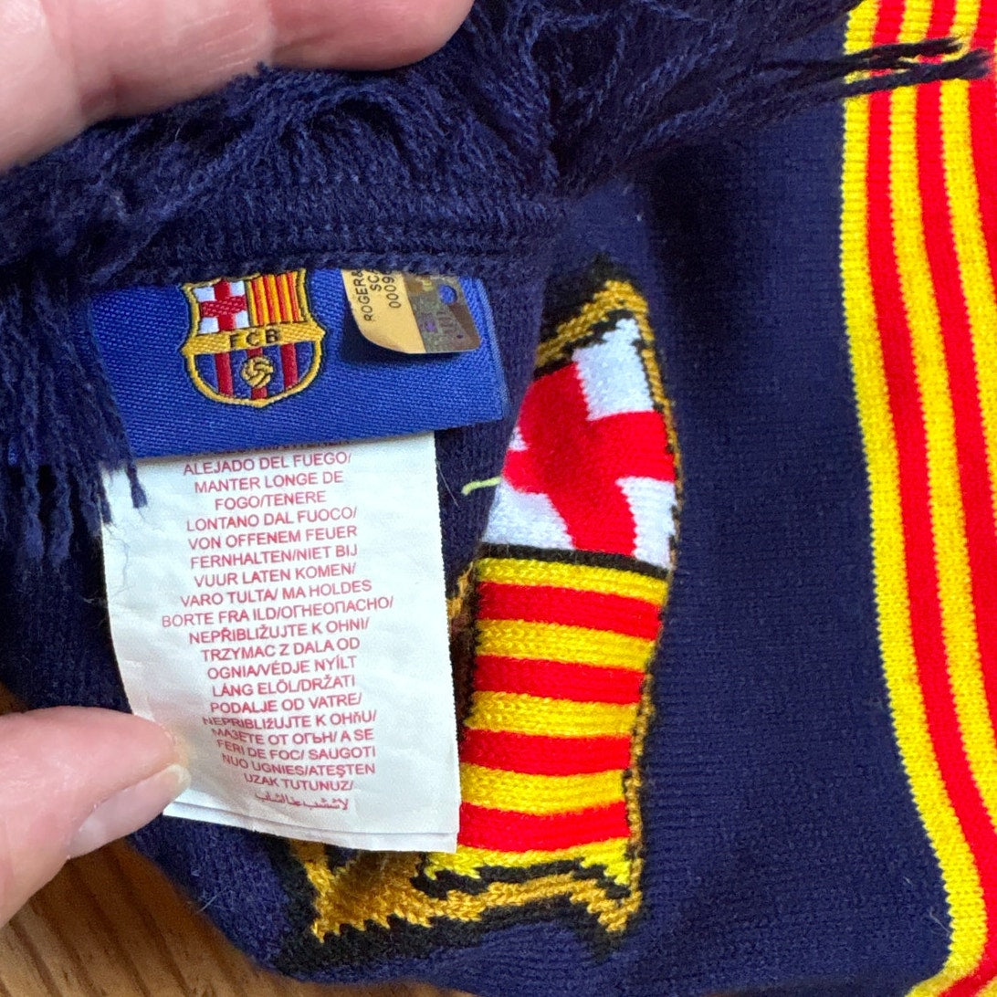 FCB Barcelona football soccer reversible knit scarf