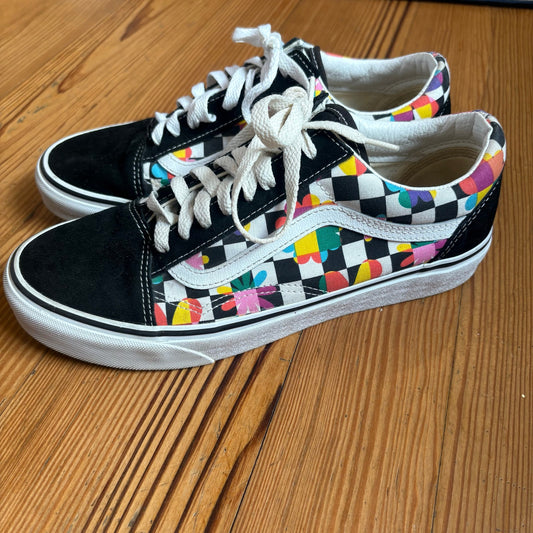 VANS black white checkered colorful low top suede unisex sneakers SIZE M8 W9.5