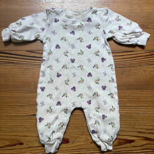 Disney Baby Minnie Mouse floral beige long sleeve cotton pajamas SIZE 0-3M