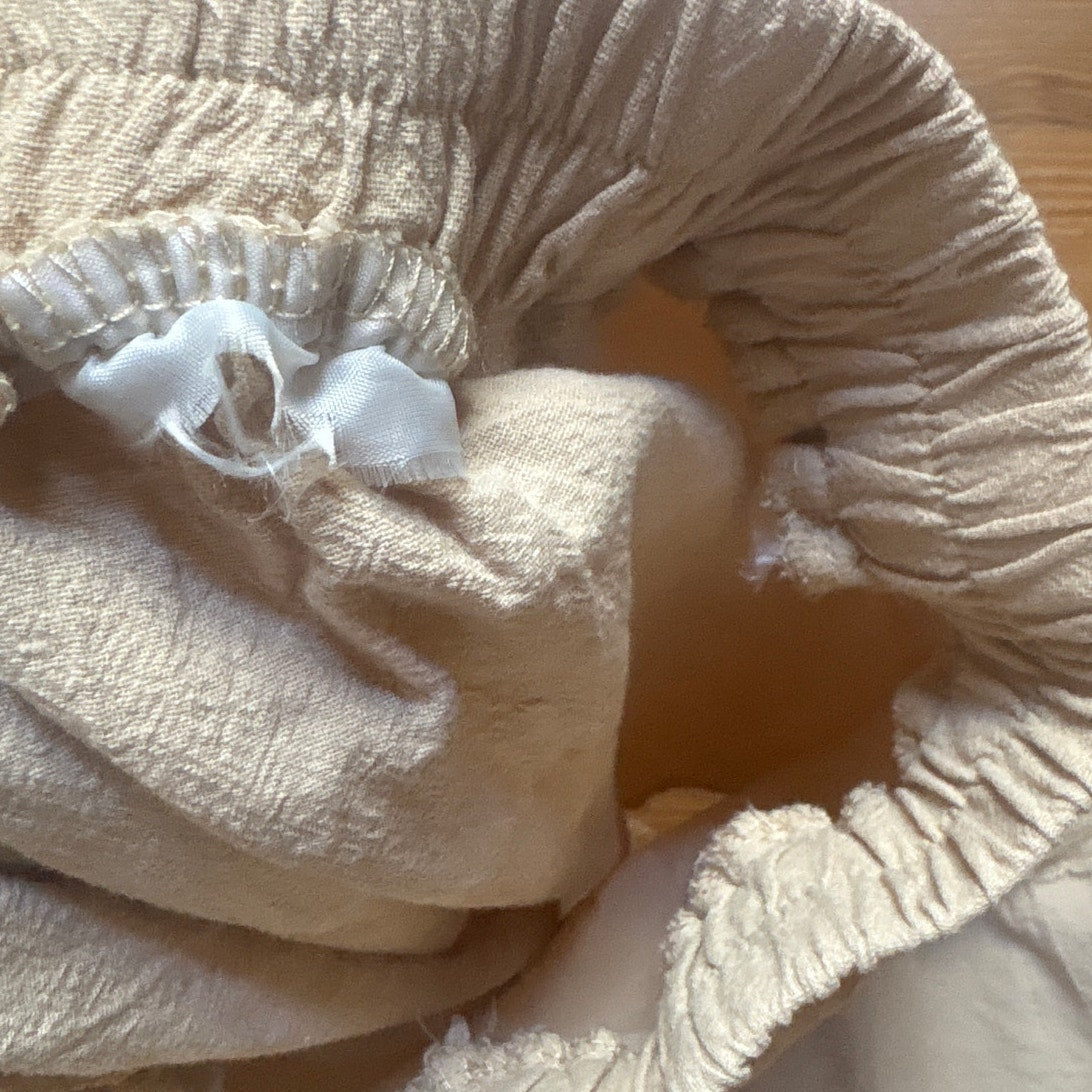 Shein beige boho tiered lace accent elastic waist midi skirt SIZE L