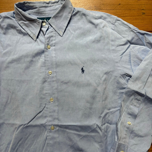 Ralph Lauren blue classic fit long sleeve button up mens dress shirt SIZE 16.5
