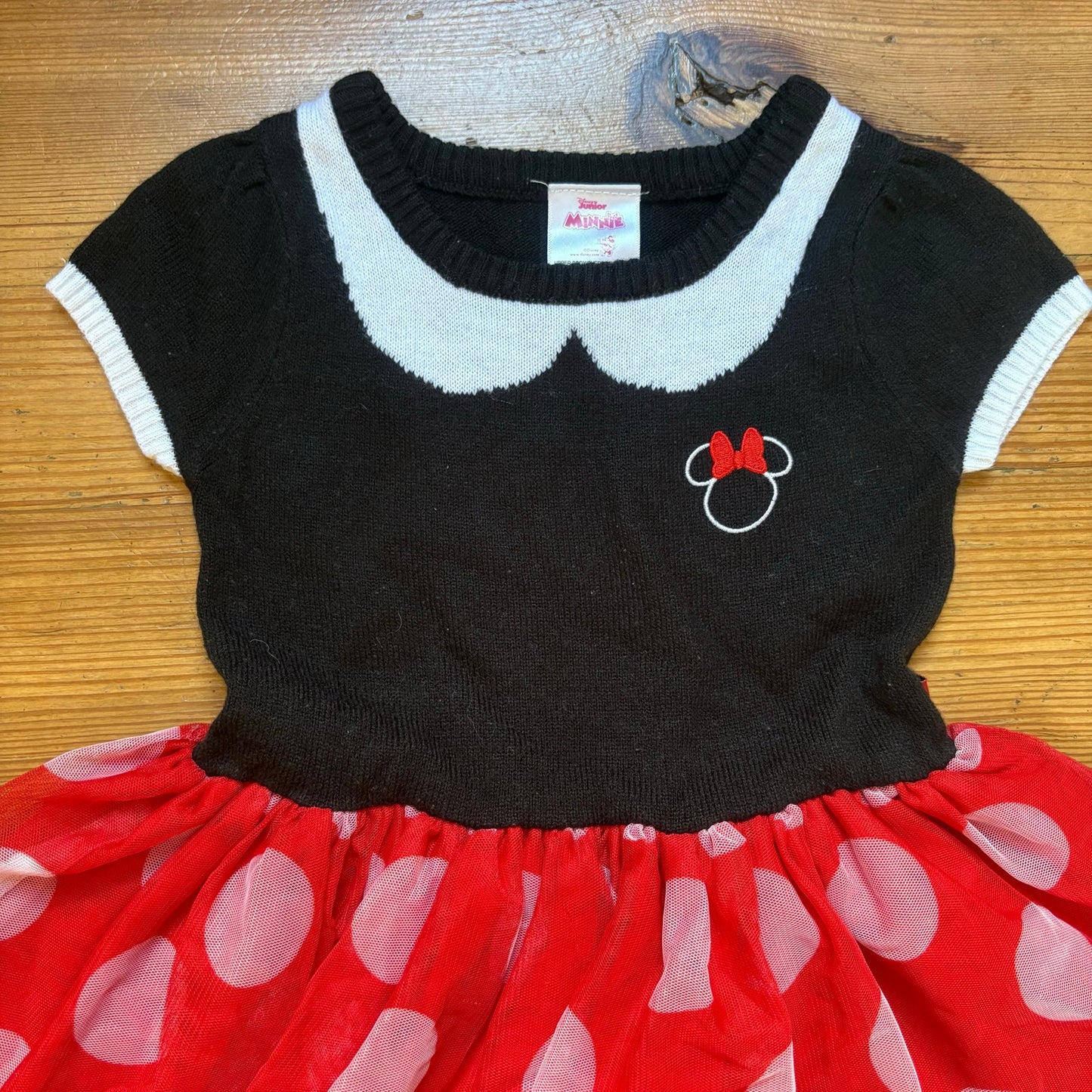 Disney Minnie Mouse red polka dot short sleeve sweater tutu dress SIZE 3T