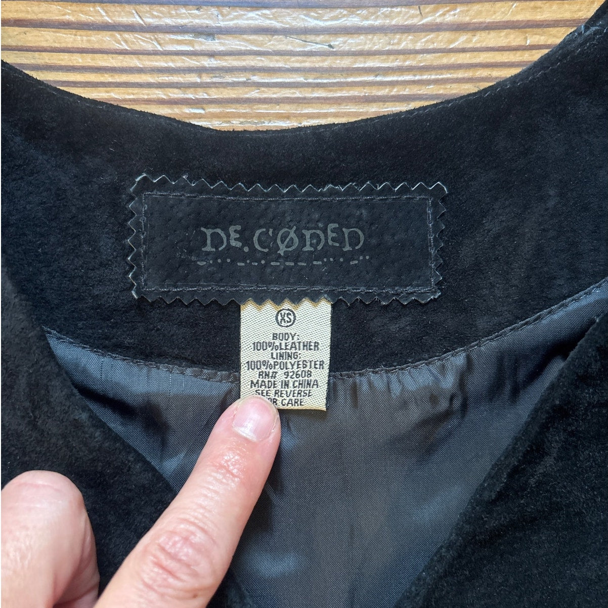 Decoded black suede leather pull over poncho coat SIZE XS