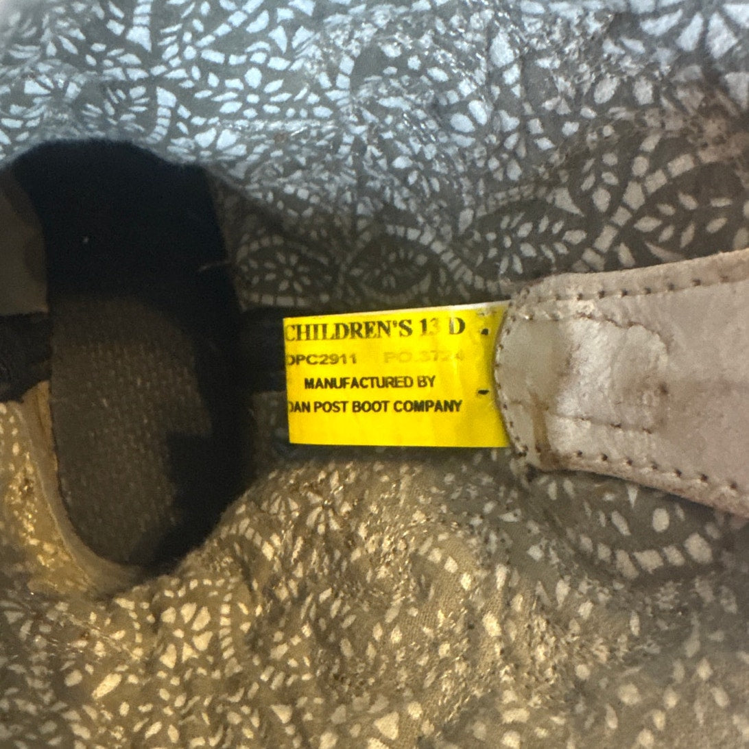 Dan Post Lil Myra brown leather beige western youth cowboy boots 13D